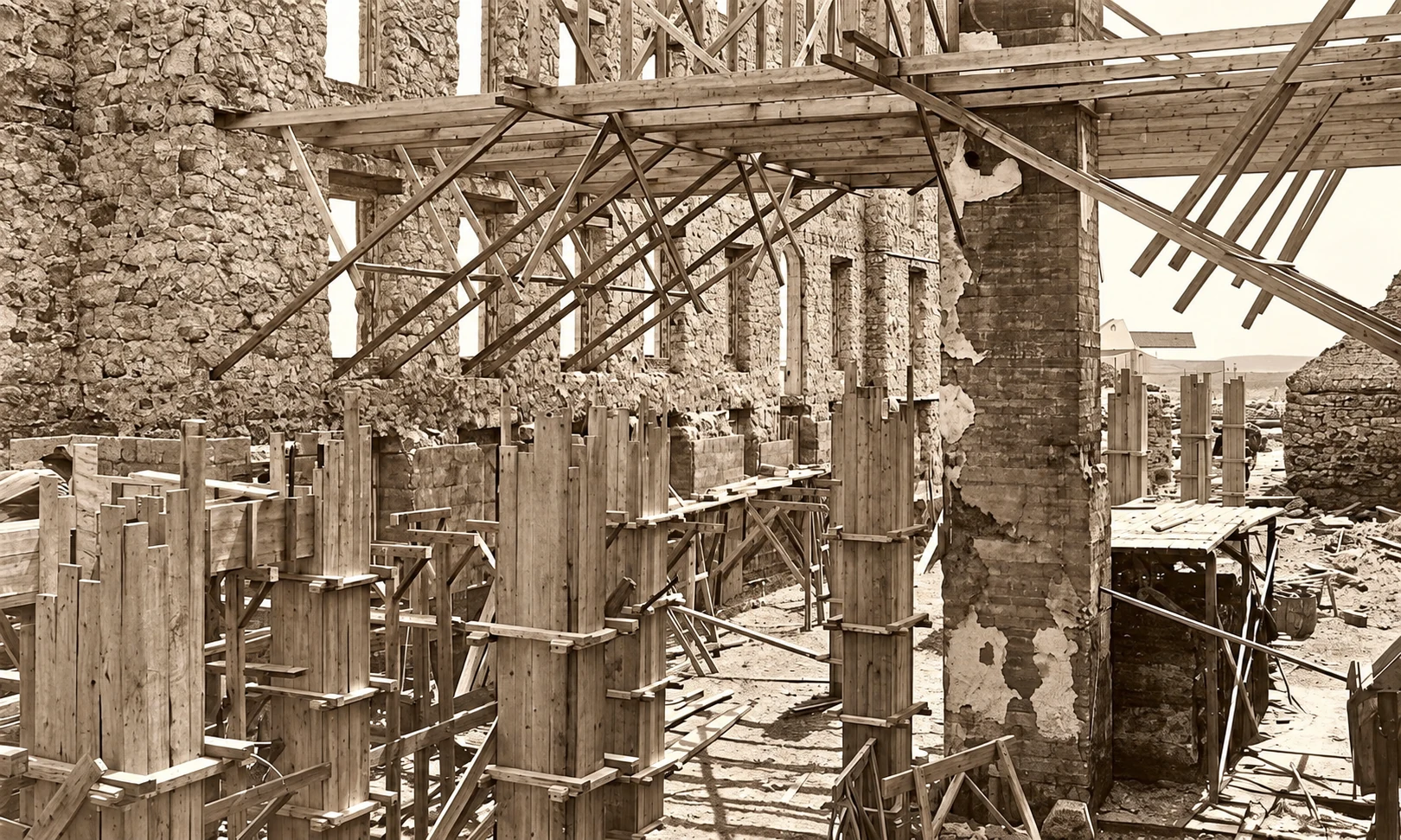 El segundo colegio en construcción en 1917
