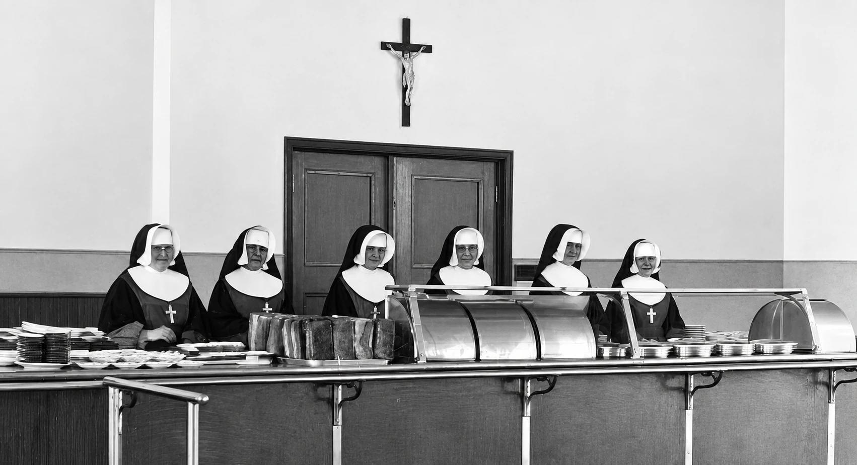 Sisters in the dining hall